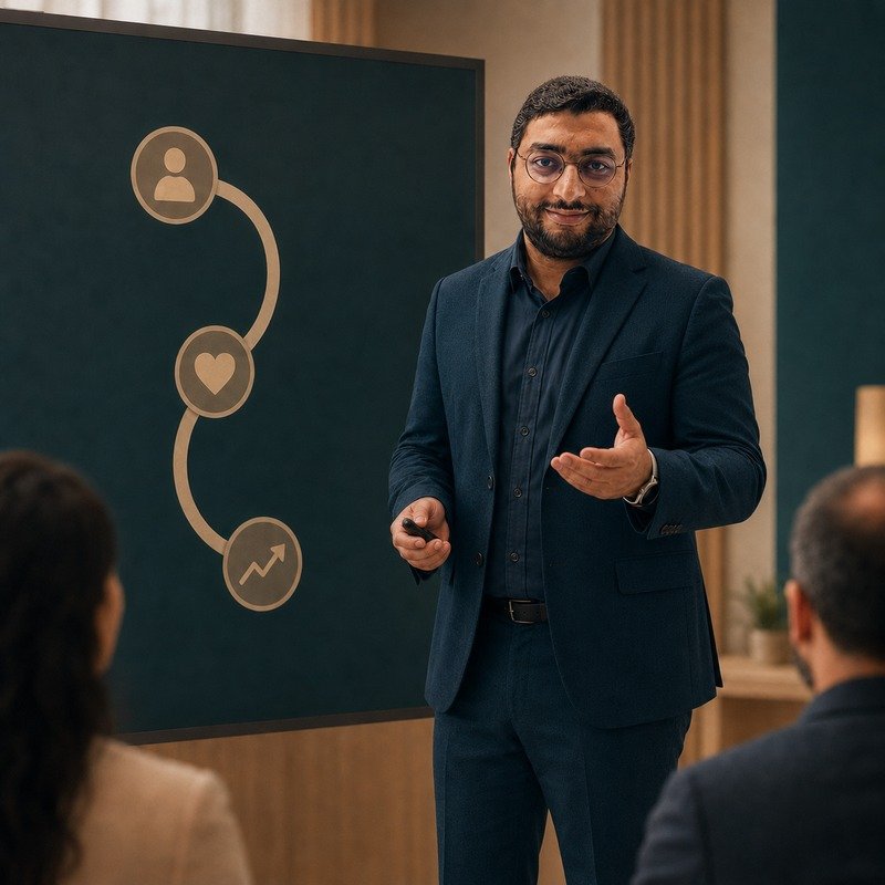 Abanoub Fathy teaching a healthcare marketing session